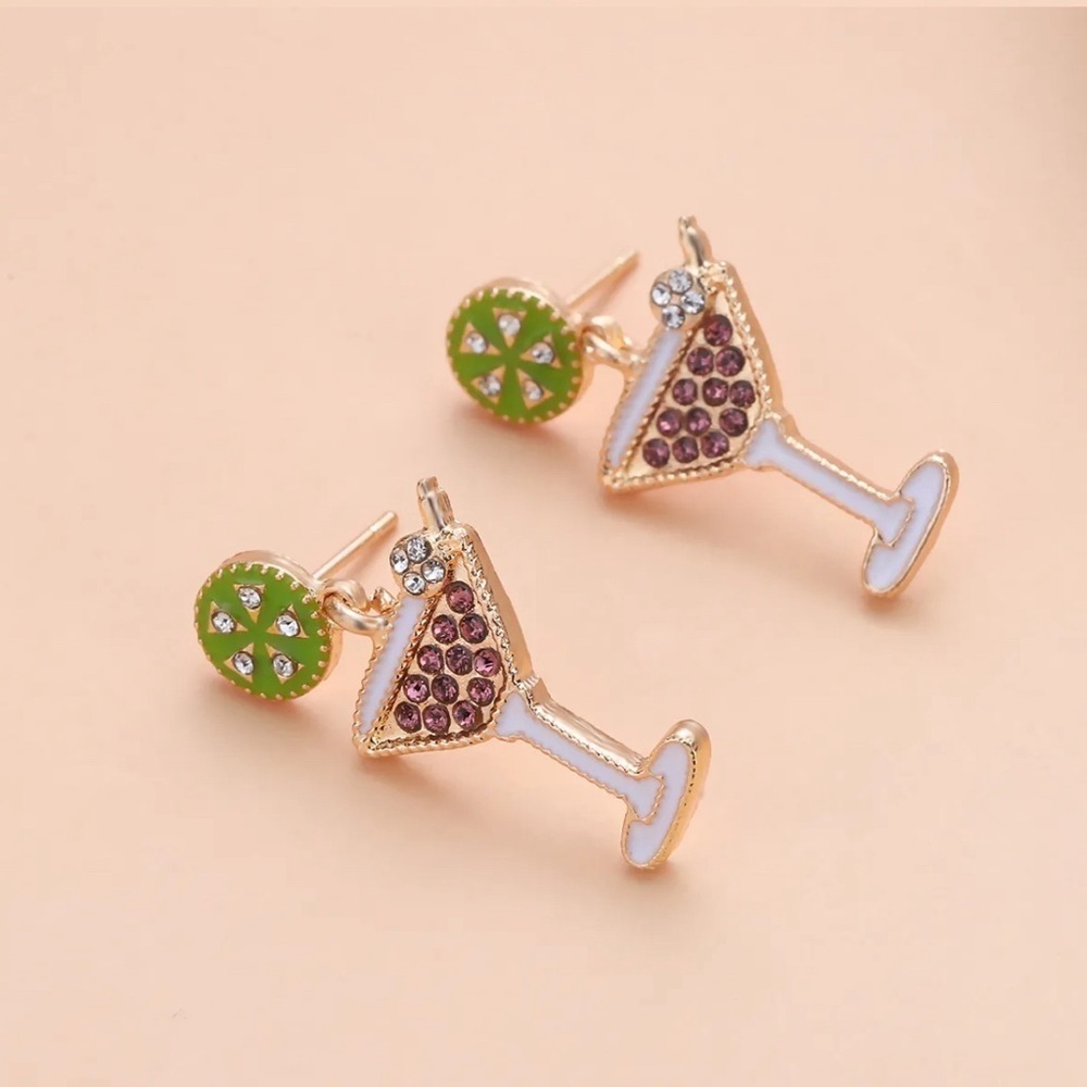 Crystal Cocktail Glass Earrings